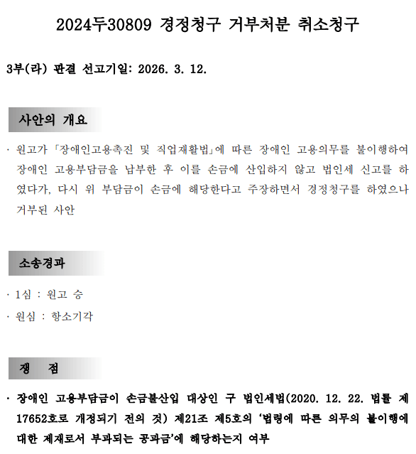 2024두30809 경정청구 거부처분 취소청구 사안 개요와 쟁점