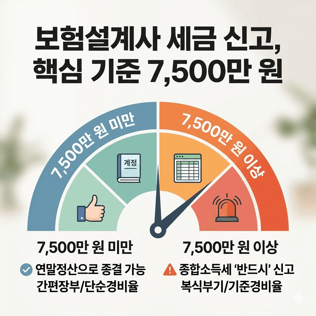 7,500만 원 미만은 연말정산·단순경비율, 이상은 종합소득세 신고·기준경비율