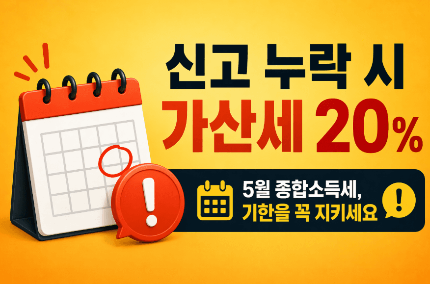 신고 누락 시 가산세 20%, 5월 종합소득세 기한 안내 이미지